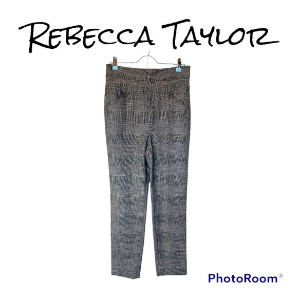 Rebecca Taylor Notch Plaid High Waisted Glen Pants - Picture 2 of 11